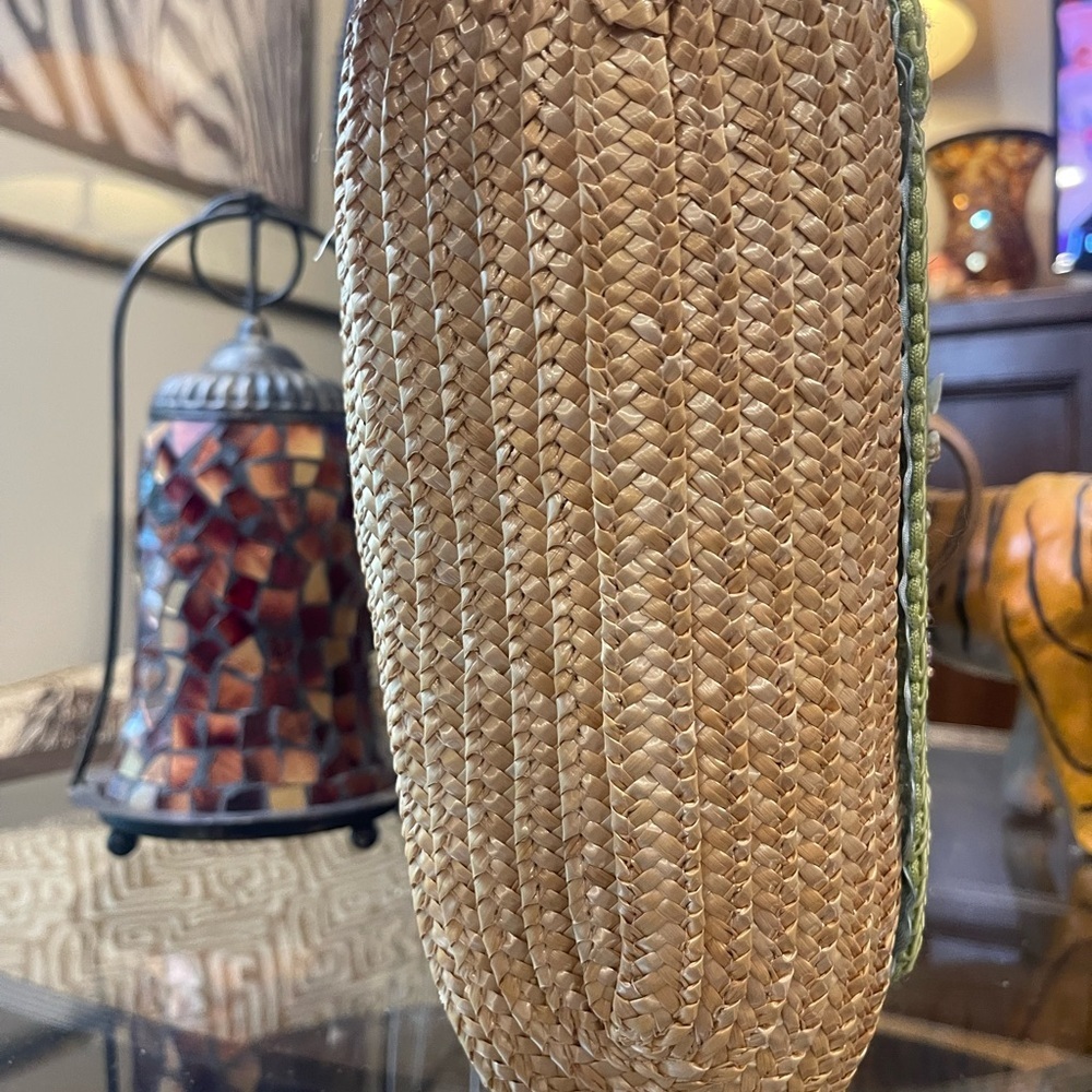 Straworld Straw Woven Beach Bag Ocean Dolphins Boat Tote​​ Coastal Grandmother - Picture 6 of 8